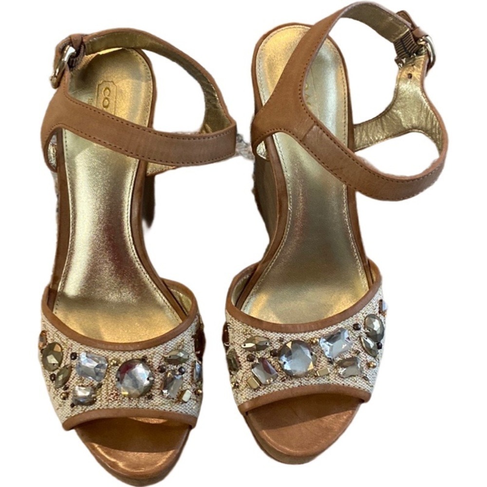 Coach Gold Hanson Jeweled Wedges
